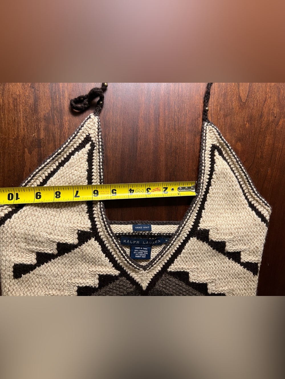 Vintage Ralph Lauren Western Hand-Knit Halter Top Cashmere, Wool, Angora - Picture 12 of 12